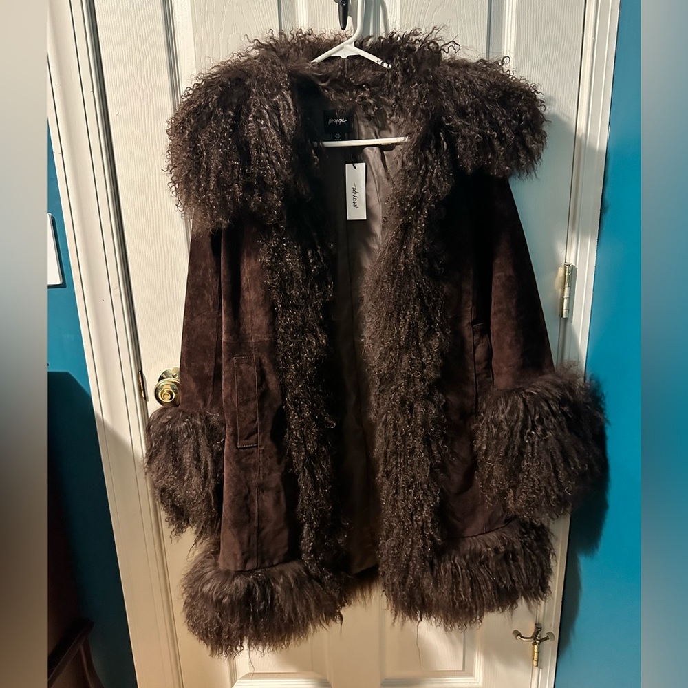 Real Suede and Mongolian Fur Penny Lane/ Afghan style Coat